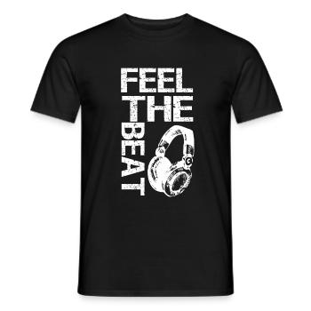 cool Dj gift feel the beat - Men's T-Shirt - black - Front - AI Model Male 178 light (178cm)