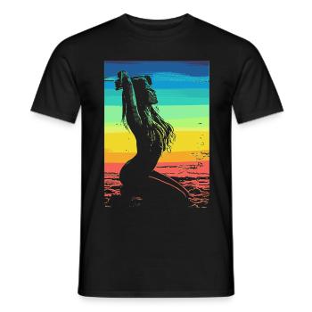 2reborn summer Bikini Beach Volleyball Girl Ibiza - Men's T-Shirt - black - Front - AI Model Male 178 light (178cm)