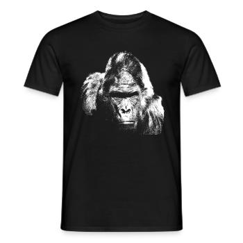 Singe à dos argenté gorille - T-shirt homme - noir - Devant - AI Model Male 178 light (178cm)