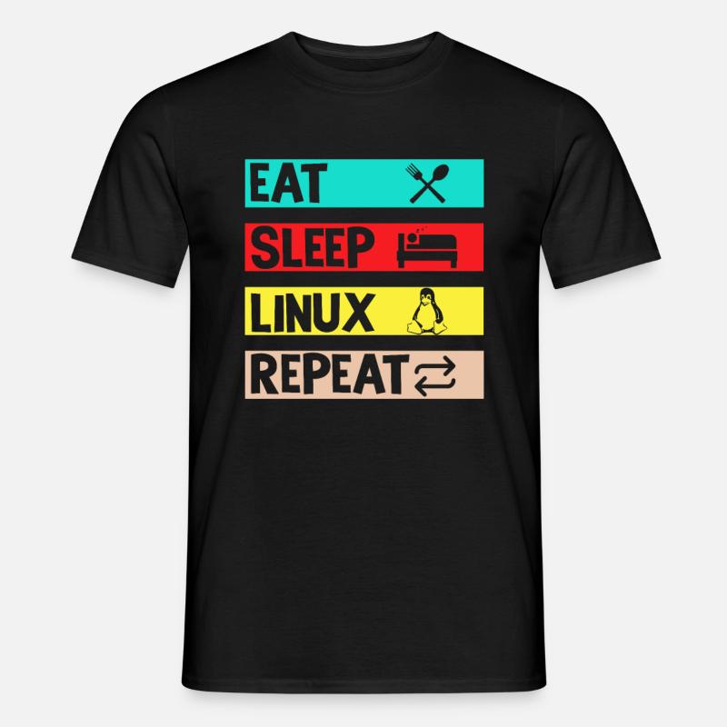 Eat Sleep Linux Repeat - Männer T-Shirt - Schwarz