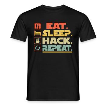 Eat Sleep Hack Repeat - Men's T-Shirt - black - Front - AI Model Male 178 light (178cm)
