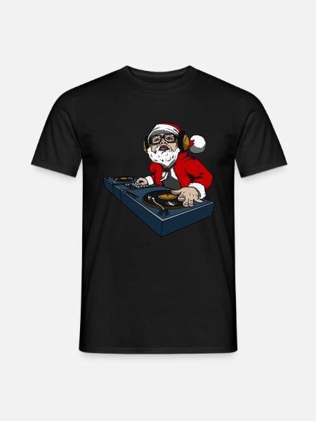 Weihnachtsmann am Dj Pult Geschenk für Diskjockey - Männer T-Shirt - Schwarz