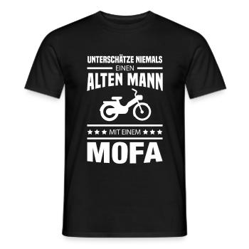 Alter Mann Mofa Zweirad Moped - Männer T-Shirt - Schwarz - Vorne - AI Model Male 178 light (178cm)