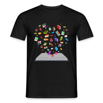 Flying Books - Flying Books - Heart Shape - Men's T-Shirt - black - Front - AI Model Male 178 light (178cm)