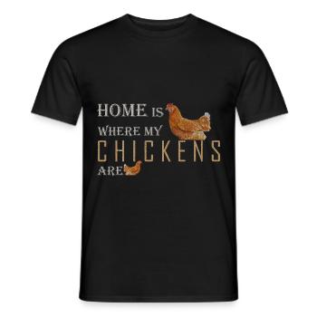 home is where my chickens are, chickens saying - Men's T-Shirt - black - Front - AI Model Male 178 light (178cm)