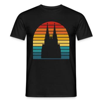 Cologne Cathedral Retro Vintage Kölsch Kölner - Men's T-Shirt - black - Front - AI Model Male 178 light (178cm)