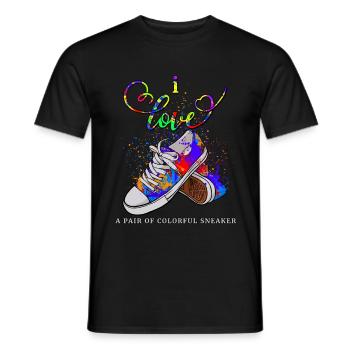 J'adore une paire de chaussures cadeaux Sneaker colorées - T-shirt homme - noir - Devant - AI Model Male 178 light (178cm)
