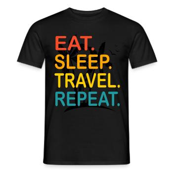 Eat Sleep travel repeat Geschenk für traveler - Männer T-Shirt - Schwarz - Vorne - AI Model Male 178 light (178cm)