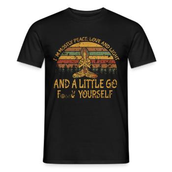 I ́m Mostly Peace Love And Light - Men's T-Shirt - black - Front - AI Model Male 178 light (178cm)