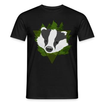 Dachs im Wald - Frechdachs Comicstil Geschenkidee - Männer T-Shirt - Schwarz - Vorne - AI Model Male 178 light (178cm)