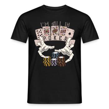 Je suis tout en holdem no limit chemise de poker royal flush - T-shirt homme - noir - Devant - AI Model Male 178 light (178cm)