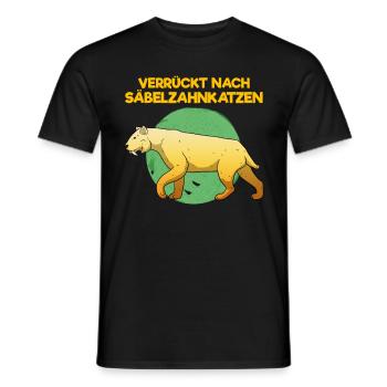 Säbelzahnkatze Säbelzahntiger Steinzeit Archäologe - Männer T-Shirt - Schwarz - Vorne - AI Model Male 178 light (178cm)