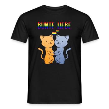 Bunte Liebe Katzen Regenbogen Lesbe Schwul Queer - Männer T-Shirt - Schwarz - Vorne - AI Model Male 178 light (178cm)