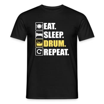 Eat Sleep Drum Répétition des tambours de batteur - T-shirt homme - noir - Devant - AI Model Male 178 light (178cm)