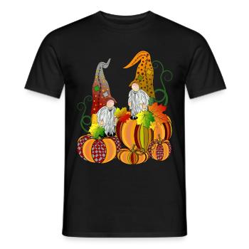 Wichtel auf Kürbis Gnome Zwerge Kürbis - Männer T-Shirt - Schwarz - Vorne - AI Model Male 178 light (178cm)