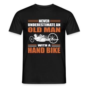 Handbike vieil homme - T-shirt homme - noir - Devant - AI Model Male 178 light (178cm)