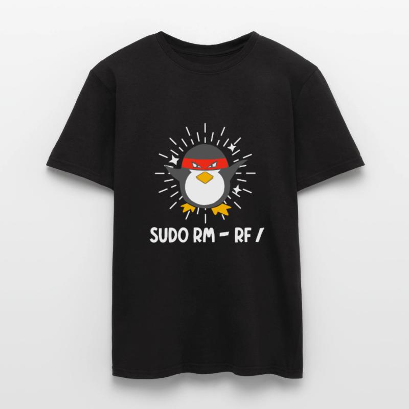 Tux Linux Pinguin Sudo Rm Rf Computerfreak Hacker Männer T-Shirt