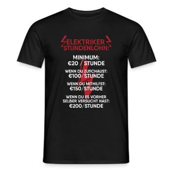 Elektriker Stundenlohn Lustige Preisliste - Männer T-Shirt - Schwarz - Vorne - AI Model Male 178 light (178cm)