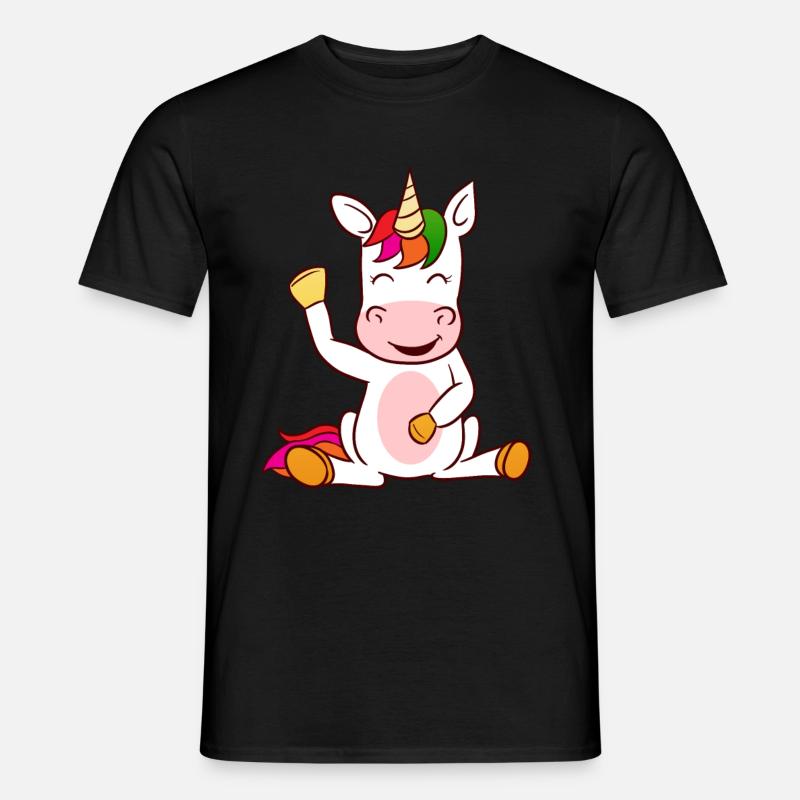 Winke Einhorn - Männer T-Shirt - Schwarz