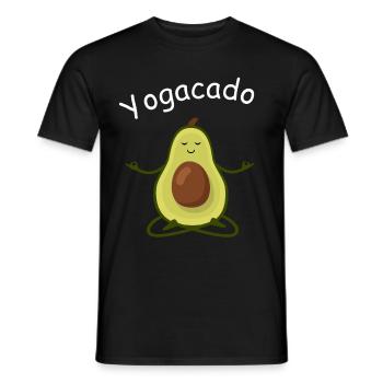 funny saying yoga avocado yogacado fitness fun - Men's T-Shirt - black - Front - AI Model Male 178 light (178cm)