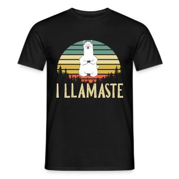 LLamaste Yoga Lama Alpaka - Männer T-Shirt - Schwarz - Vorne - AI Model Male 178 light (178cm)