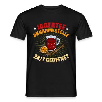 Jagertee Annahmestelle Glühweinstand Weihnachten - Männer T-Shirt - Schwarz - Vorne - AI Model Male 178 light (178cm)
