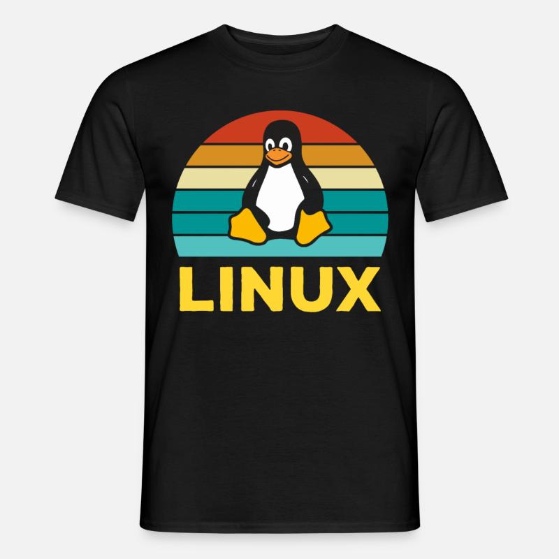 Linux Retro Vintage Geek Style Informatiker - Männer T-Shirt - Schwarz