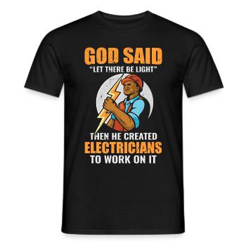 Electrician Saying Voltage Current Energy - Men's T-Shirt - black - Front - AI Model Male 178 light (178cm)