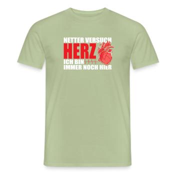 Lustiges Herzinfarkt Genesungsgeschenk - - Männer T-Shirt - Sage - Vorne - AI Model Male 178 light (178cm)