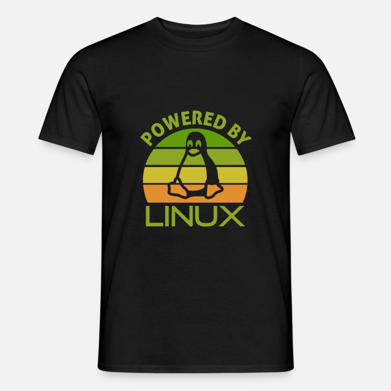 Geek Linux Powered by Pinguin Nerd Spruch - Männer T-Shirt - Schwarz