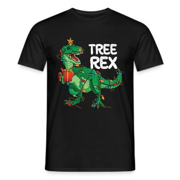 TREE REX DINO Christmas Ugly Christmas Gift - Men's T-Shirt - black - Front - AI Model Male 178 light (178cm)