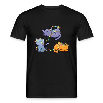 Chats de Noël - T-shirt homme - noir - Devant - AI Model Male 178 light (178cm)