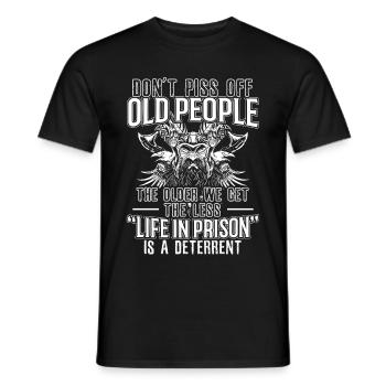 Ne pas faire chier les personnes âgées, plus nous vieillissons - T-shirt homme - noir - Devant - AI Model Male 178 light (178cm)