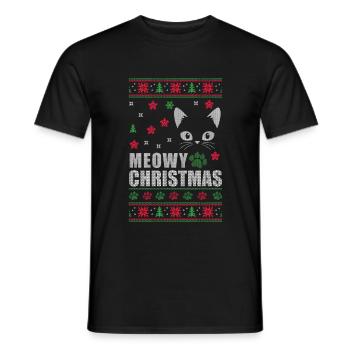 Ugly Christmas Katze Weihnachten Advent - Männer T-Shirt - Schwarz - Vorne - AI Model Male 178 light (178cm)