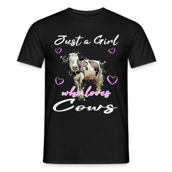 Juste une fille qui aime les vaches amant les vaches - T-shirt homme - noir - Devant - AI Model Male 178 light (178cm)