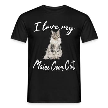 Maine Coon Katze kitten Mainecoon Katzenmotiv - Männer T-Shirt - Schwarz - Vorne - AI Model Male 178 light (178cm)