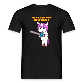 Please Keep Your Distance Horror Cute Unicorn - Männer T-Shirt - Schwarz - Vorne - AI Model Male 178 light (178cm)