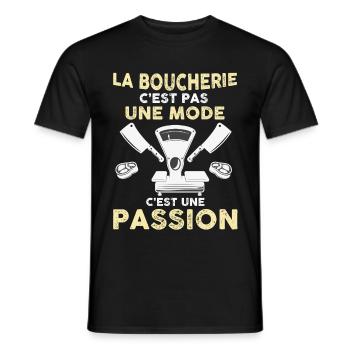 Boucherie passion cadeau boucher - T-shirt homme - noir - Devant - AI Model Male 178 light (178cm)