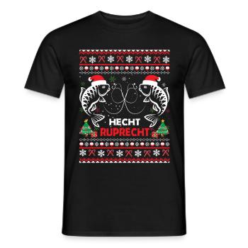 Ugly Christmas Sweater Hecht Ruprecht - Männer T-Shirt - Schwarz - Vorne - AI Model Male 178 light (178cm)