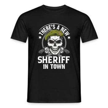 Marque de pistolet revolver Sheriff Town - T-shirt homme - noir - Devant - AI Model Male 178 light (178cm)