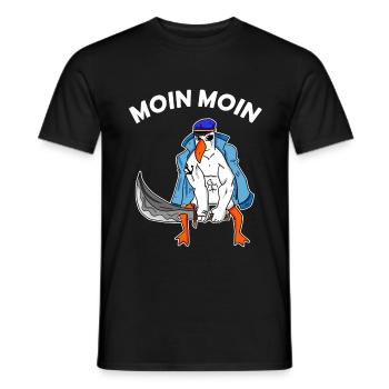 Moin Moin Möwe mit Schwert Nordsee Ostsee Seemann - Männer T-Shirt - Schwarz - Vorne - AI Model Male 178 light (178cm)