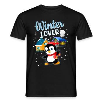 Hiver amour Noël Neige Pingouin - T-shirt homme - noir - Devant - AI Model Male 178 light (178cm)