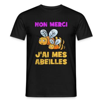 No Merci J'Ai Mes Abeilles Apiculteur Apicultrice - Männer T-Shirt - Schwarz - Vorne - AI Model Male 178 light (178cm)