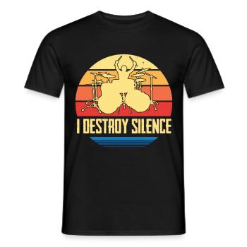 Le batteur détruit les tambours Silence Drums - T-shirt homme - noir - Devant - AI Model Male 178 light (178cm)