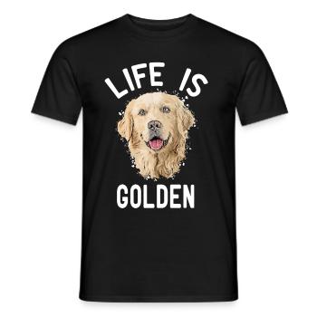 Dessin animé Golden Retriever Gift Life is Gol - T-shirt homme - noir - Devant - AI Model Male 178 light (178cm)