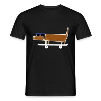 Skateboard drôle de chien de teckel - T-shirt homme - noir - Devant - AI Model Male 178 light (178cm)