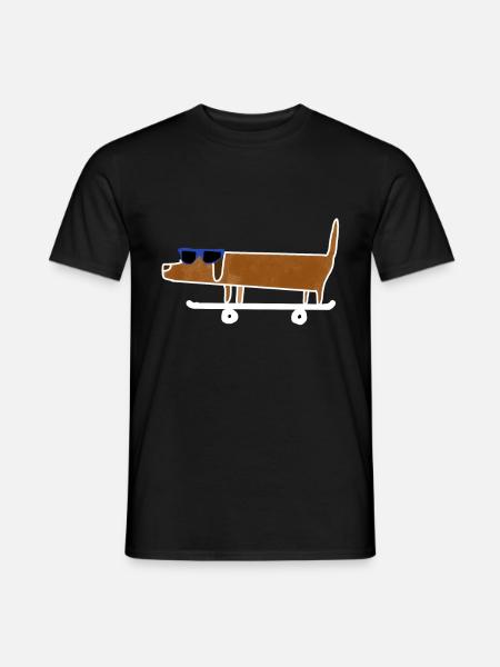 Funny dachshund dog skateboard - Men's T-Shirt - black