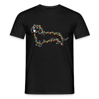 Dachshund Christmas funny dog - Men's T-Shirt - black - Front - AI Model Male 178 light (178cm)