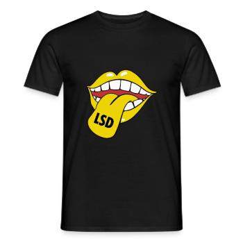 GOA Hofmann LSD Psychedelic Mushrooms Techno - Men's T-Shirt - black - Front - AI Model Male 178 light (178cm)