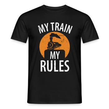 Train chemin de fer cheminots trains conducteur de locomotive - T-shirt homme - noir - Devant - AI Model Male 178 light (178cm)